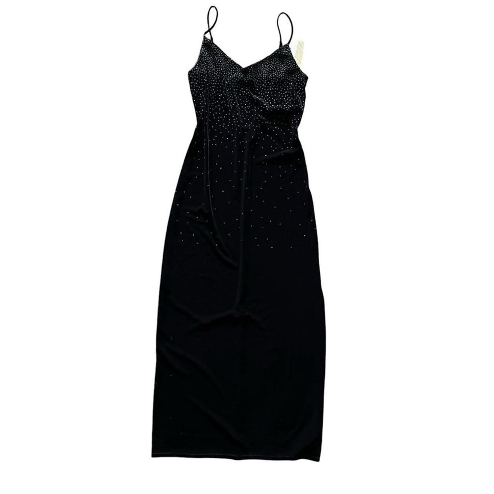 City Triangles Women 90s Elegant Black Velvet Beaded Formal Maxi Dress Sz M NWT